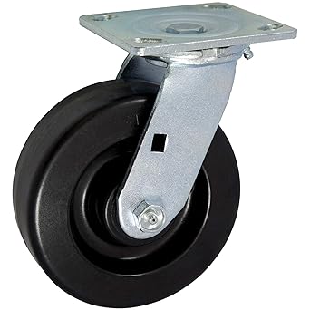 ICON Caster Wheels 6" x 2" PHN Heavy Duty Industrial Swivel Caster, Top Plate 4" x 4.5", Black, Non-Marking Phenolic Wheel, Load Capacity 1200 lbs. per Caster