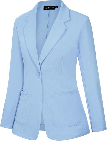 MINTLIMIT Blazers for Women Casual Long Sleeve Open Front Cardigan Button Work Office Blazers Jackets with Pockets