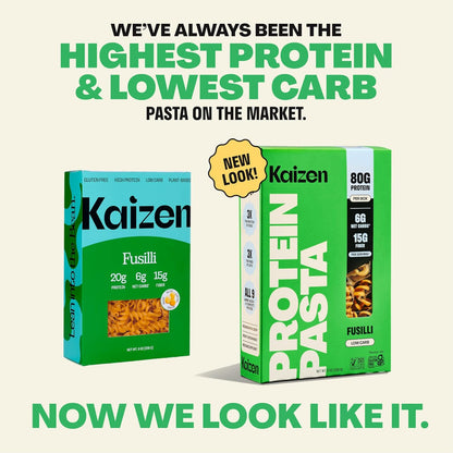 Kaizen Fusilli Protein Pasta, 20g Protein, Low Carb (6g Net Carbs), Keto-Friendly, Gluten-Free, Plant-Based Lupini Noodles, High Fiber, 8 Ounce, Pack of 3