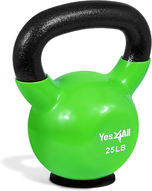 Yes4All Kettlebells Rubber Base, Kettlebell Set for Women, Strength Training Kettlebells Weights (25lb)
