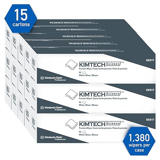Kimtech 05517 Precision Wipers, POP-UP Box, 2-Ply, 14.7 x 16.6, White, 90 per Box (Case of 15)