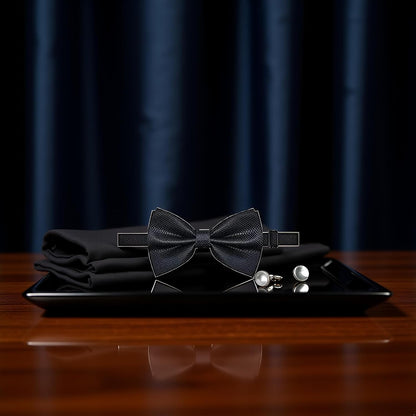 Black Bow Tie Men's Decorative Solid Bow Ties Business Wedding Party Adjustable Bowties Necktie, Ties, Cummerbunds and Pocket Squares