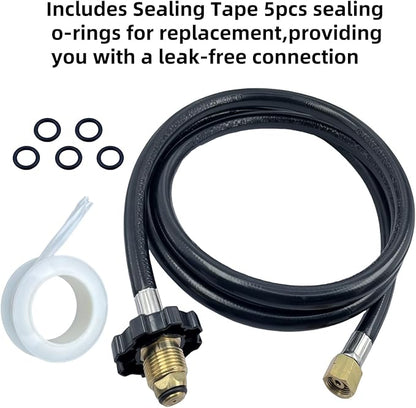 12 FT Propane Torch Hose for Connection Weed Burner Extension Connection of Propane Tank to Weed Burner Torch,G38"-19 Left Hand Internal Thread-PSI350, with Replacement O Ring Sealing Tape (12 FT)