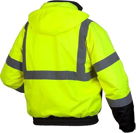Pyramex RJ31 Series Waterproof Class 3 Fleece Bomber Safety Jacket, Lime, Large