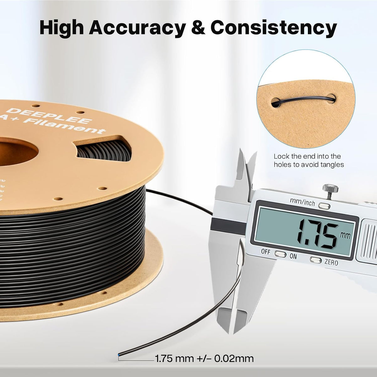 PLA+ 1.75mm 3D Printer Filament, PLA Plus with Dimensional Accuracy +/- 0.02mm