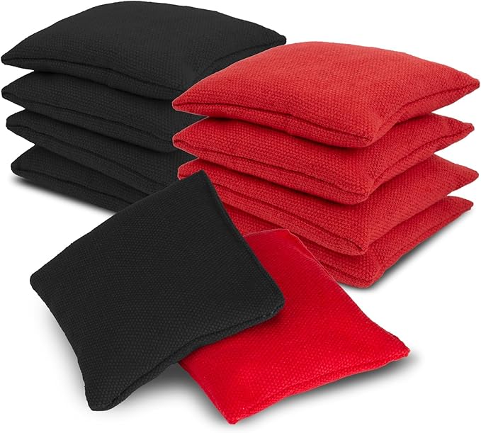 8 PCS Children Cornhole Bags - Bean Bags for Cornhole, 4 Black and 4 Red, Each Weighs 1.6 Ounces (50 Grams), for Tossing, Game, Outdoor, Wedding, Sports, Party(Black  Red)