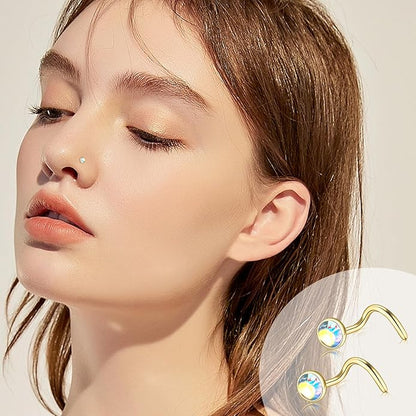 ONESING 9-40 Pcs 20G Nose Rings for Women Nose Piercings Jewelry Nose Rings Hoops L Shape Nose Studs Screw Hypoallergenic Nostril Surgical Stainless Steel Nose Rings Studs for Women Men