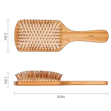 Bamboo Hair Brush and Combs for Long, Thick, Curly, Wavy, Dry or Damaged Hair - Reducing Breakage, Frizz and Tangles