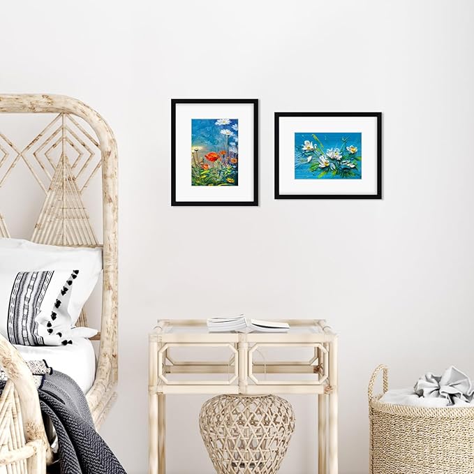 Rempry 8x10 Picture Frame, Display Pictures 5x7 with Mat or 8x10 Without Mat, Wall Hanging or Tabletop Photo Frame with Shatter Resistant Plexiglass, Black, 1 Pack