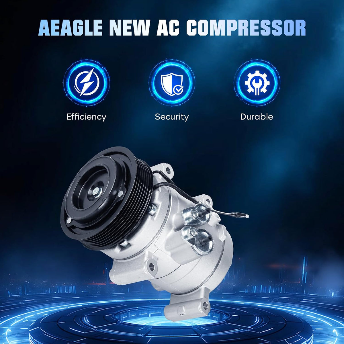 Air Conditioning Compressor & A/C Clutch for Toyota Tacoma 2.7L 4.0L 2005 2006 2007 2008 2009 2010 2011 2012 2013 2014 2015, 1010835 1110835 1210835, Without sensor, Replace CO 10835C
