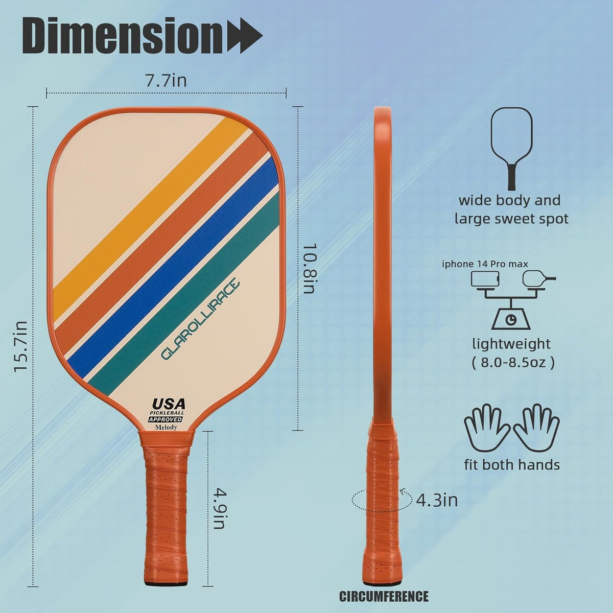 Pickleball Paddles Set of 2 | 4 Pickleball Rackets, USAPA Approved Pickleball Set, Fiberglass | Carbon Fiber Surface & 13 mm PP Honeycomb Core,4 Indoor & Outdoor Pickle Balls
