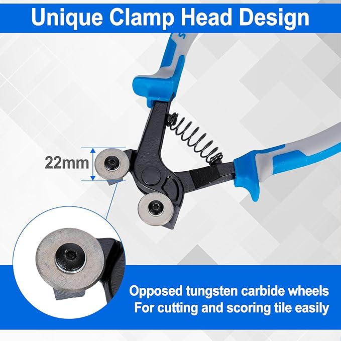 SPEEDWOX Glass Tile Nipper 8 Inches High Strength Tungsten Carbide Scoring Wheels for Quickly Cutting Porcelain Mosaic Ceramic Mirror Professional Glass Cutters Score Tile Working Tool Heavy Duty