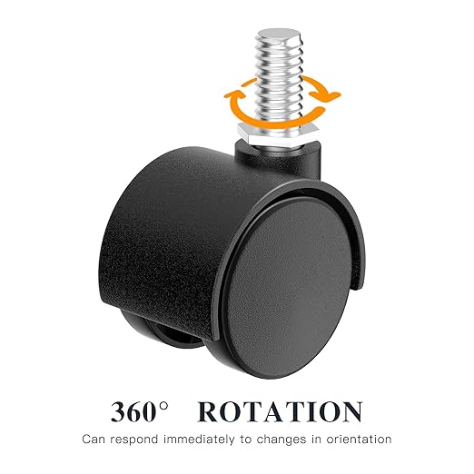 1 Inch Plastic Casters Set of 4, M8 Stem Nylon Furniture Wheel Replacement, Threaded Stem Swivel Cart Wheels, Workbench Small Casters (Black)