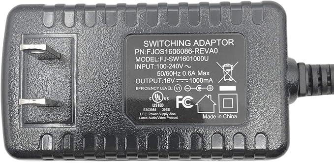 FJ-SW1601000U Switching Adapter ACDC Adapter 16V 1000mA FJOS1606086-REVA0 Power Supply Plug