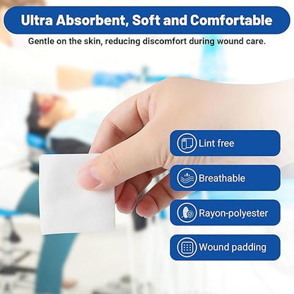 JMU Sterile Gauze Pads 4x4 Non Woven, 100 Pack 8-Ply Non Woven Gauze Sponges 4x4, Individually Wrapped Sterile Medical Gauze Pads for Wound Care, First Aid  Surgical Supplies