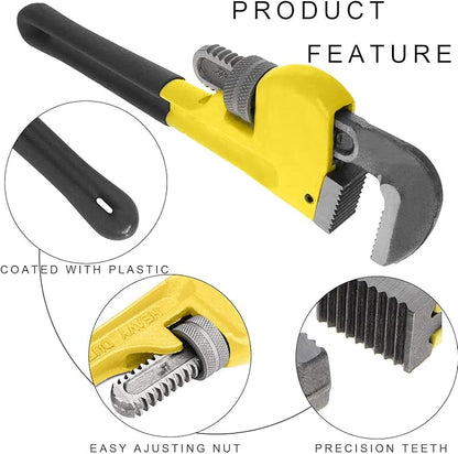 JONMON Pipe Wrench - 12 inch Heavy Duty Large Straight Plumbing Wrench with Adjustable Jaw Plumbers Repair Tool for Install and Maintain Pipe