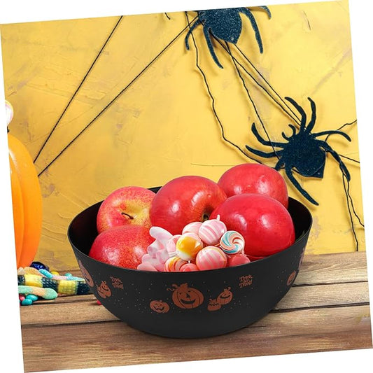 SHOWERORO Halloween Candy Bowl Party Supplies Bowl Plastic Candy Serving Bowl Black Color for Halloween