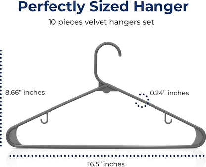 SereneLife Premium 10 Pack Plastic Hangers, Lightweight, Durable, Space Saving Clothes Organizers, Suitable for Shirts, Sweaters, Hoodies, Dresses, Kids Clothes, Good for Home Organization (Gray)