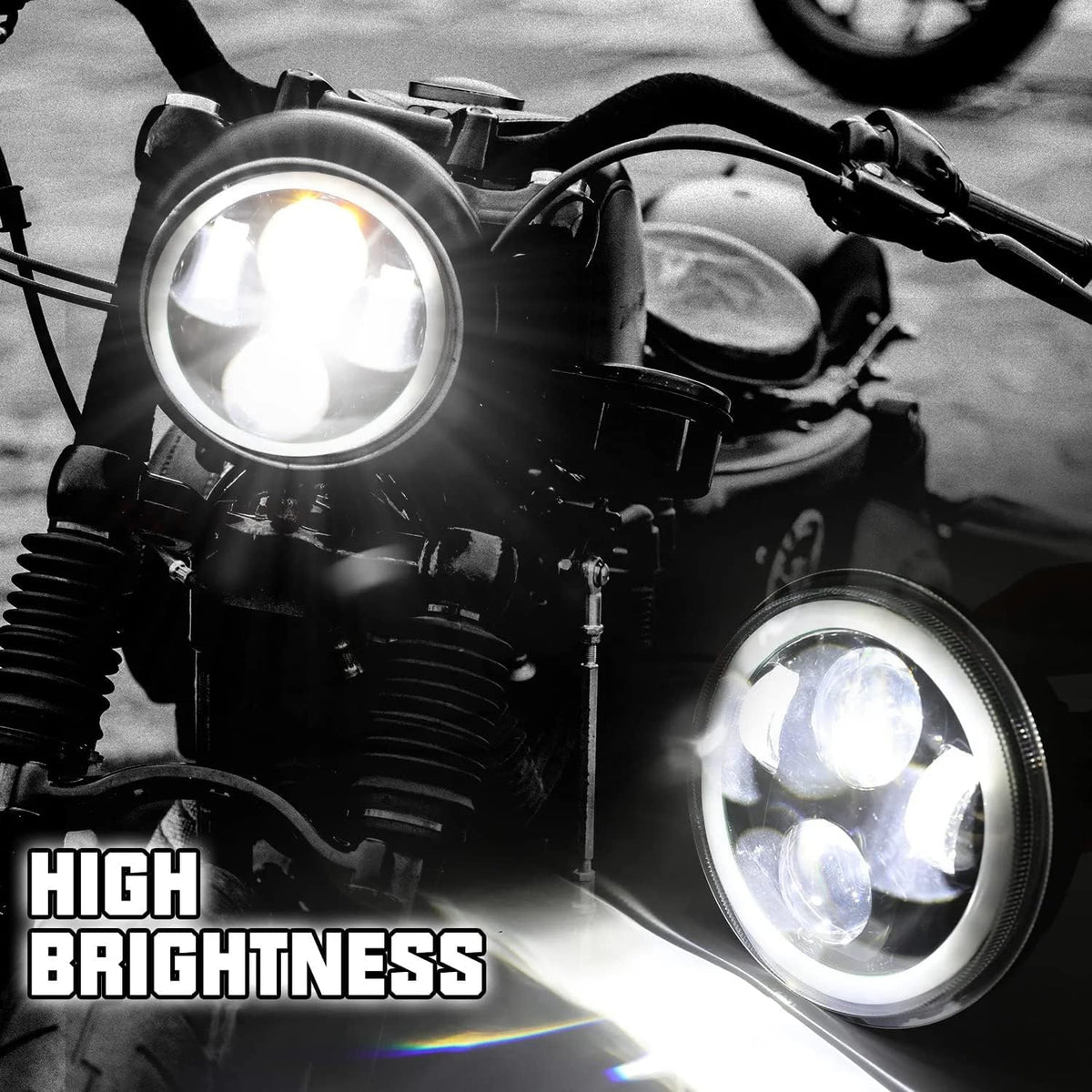 SUNPIE Motorcycle Headlight 5-3/4 5.75 RGBW with Halo DRL LED Waterproof for Sportster Roadster 883 1200 Forty Softail Deuce Dyna Wide Glide Super Glide Custom Dyna Low Rider Street Bob Night Rod
