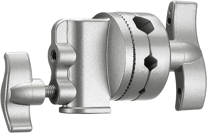 Neewer Multi Functional Heavy Duty 2.5-inch Grip Head Swivel Head Holder Mounting Adapter for Light Stand, Extension Boom Arm and Other Photographic Equipment with 12,14,38,58-inch Mount (Silver)