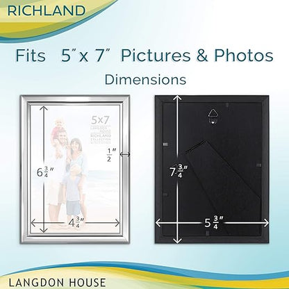 Langdon House 5x7 Silver Picture Frame, Distinguished Edging for Classic Style, Richland Collection
