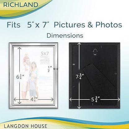 Langdon House 5x7 Silver Picture Frame, Distinguished Edging for Classic Style, Richland Collection