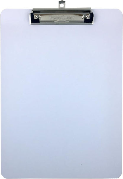 Clipboard Dry Erase Surface 9'' x 12.5'' Letter Size Low Profile Clip Whiteboard (Pack of 6)
