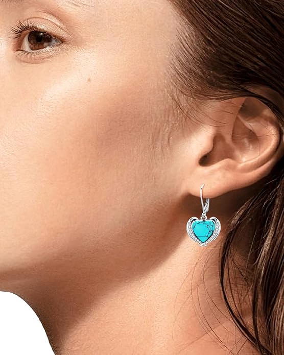 BDL Genuine Turquoise Jewelry for Women, Sterling Silver Earrings and Necklaces for Women, Leverback Dangle Drop Earrings Jewelry¦
