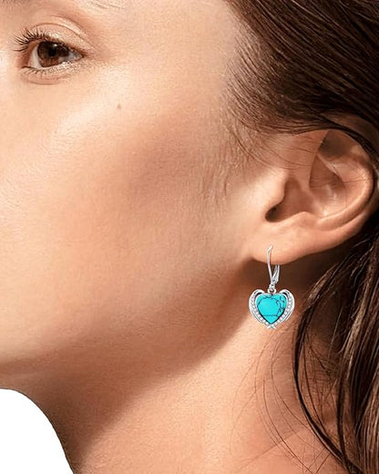 BDL Genuine Turquoise Jewelry for Women, Sterling Silver Earrings and Necklaces for Women, Leverback Dangle Drop Earrings Jewelry¦