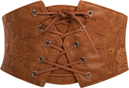 GRACE KARIN Women's Elastic Wide Waist Belt Renaissance Pirate Corset Cinch Belt Cosplay Costume with Press Button