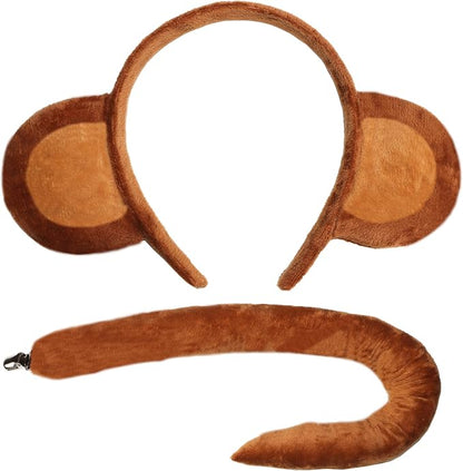 Tequise Monkey Ears Headband and Tail Set- Monkey Costume Accessory kit ( Not original box)