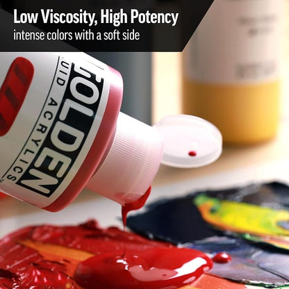 GOLDEN Fluid Acrylics, Titanium White, 16 fl. oz. Bottle Artist grade acrylic paint with rich pigment load and a flowing constency useful for even coverage and fine details.
