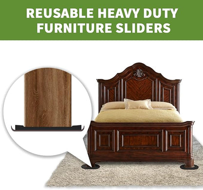 Furniture Sliders for Carpet 4 PCS - 9 12 inch Furniture Moving Slider Chair Legs Floors Protectors Move Your Furniture Easy  Safely (for Carpet) Brown