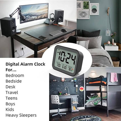3.86  3inch Snooze Mute Electronic Clock, Black Two-Group Alarm LCD Digital Clock, Home Decoration and Bedroom Alarm Clock