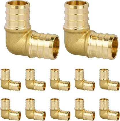 12" PEX 90 Degree Elbow, Brass Crimp Fittings for PEX Pipes, Sturdy  Long-lasting Plumbing Connector (12 Pack)
