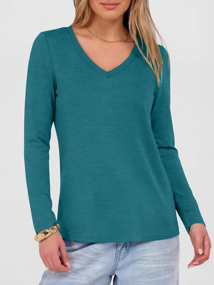 SONOMA, Women's Long Sleeve Shirts V Neck Top | Soft Comfy Stretchy Spacer Tshirts, Basic Tee, Winter Layer Clothing, Business Casual Work Fall Outfits?Travel Daily Wear .
