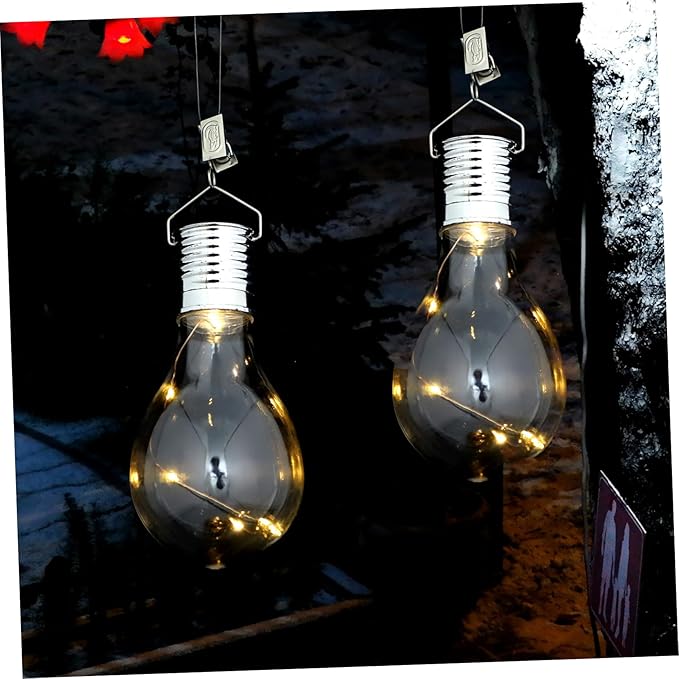 DOITOOL Solar Hanging Light Bulb Rotatable Outdoor Led Lamp with Transparent Shell Warm White Light for Garden Patio and Camping Low Power Consumption Hours Usage
