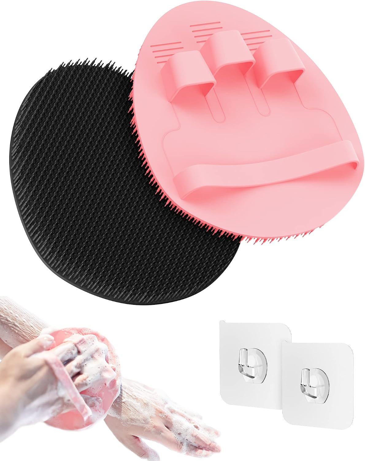 Manmihealth Soft Silicone Shower Brush 1pc Pink Only, Super-Lathering and Deep-Cleaning Body & Face Scrubber, Gentle Exfoliating Bath Glove for All Skin Types( 1 pack pink )