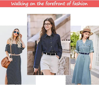 3 Pack No Show Elastic Stretch Belts for Women and Men, Invisible Strap Belt with Flat Buckle for Jeans Pants Dresses Adjustable