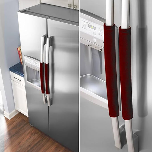 OUGAR8 Refrigerator Door Handle Covers,Keep Your Kitchen Appliance Clean from Smudges, Fingertips, Drips, Food Stains, Perfect for Dishwashers (5pcs,Burgundy)