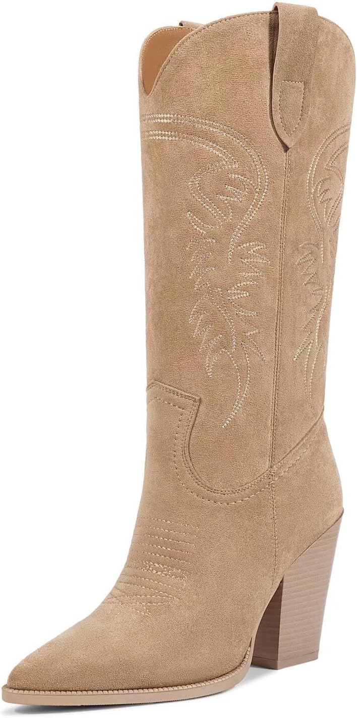 Cowboy Boots Cowgir Boots for Women, Pointed Toe Chunky Heel Western Boots