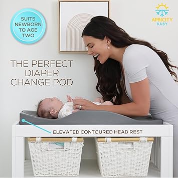 Apricity Baby Changing Pod- Grey - Waterproof Non-Slip Changing Pad Easy-to-Clean Diaper Changing Station for Dresser Tops Large Portable Wiapeable Changing Pad for Newborns to Toddlers Diaper Changer