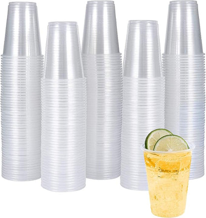 7oz Plastic Cups 300 Pack Disposable Clear Party Cups for Home, School, Office & Events | Small Transparent Tumblers for Drinks, Samples & Commercial Use