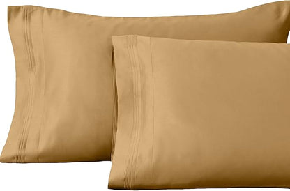 Superior 100 Egyptian Cotton 1500 Thread Count Oversized King Pillowcase Set Solid, Gold