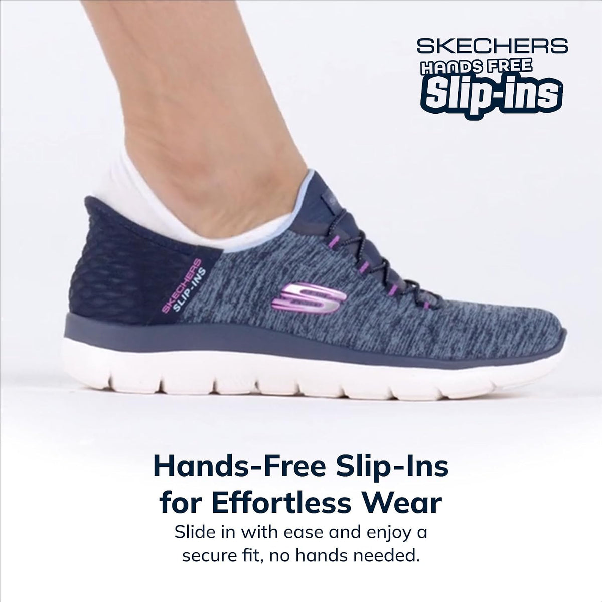 Skechers Women's Summits - Dazzling Haze Hands-Free Slip-Ins - Memory Foam Insole, Heel Pillow, Vegan Materials Sneaker