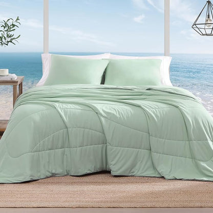 Monbix ChillChilla Cooling Comforter Queen Size-1 Pieces Cooling Blankets for Hot Sleepers and Night Sweats, Double-Sided Summer Queen Comforter , Breathable Lightweight Blanket Grey Only