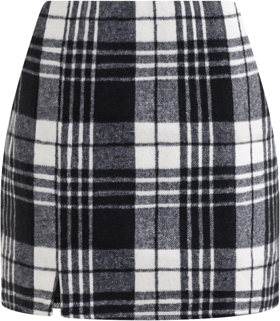 NIMIN Plaid Mini Skirts for Women High Waisted Fall Winter 2026 Fashion Bodycon Pencil A-Line Skirt.