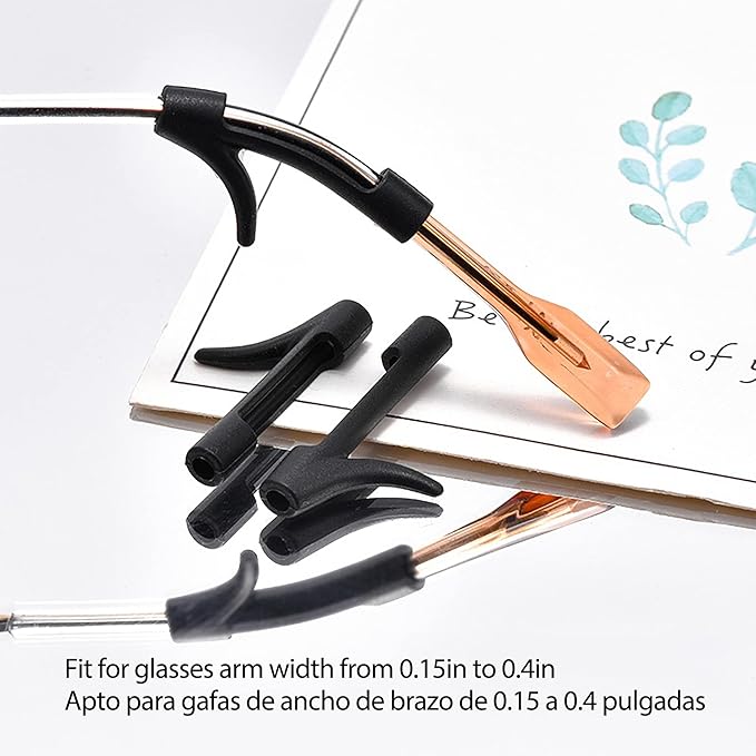 lvvfit Eyeglass Ear Grip Small Anti-Slip Elastic Holder Retainers, Silicone Ear Hook, Eyeglass Temple Tips Sleeve Retainer