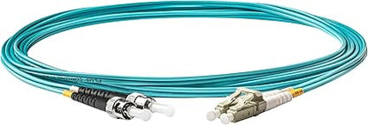 SpeedyFiberTX - 1-Pack 500 Feet Multimode OM3 Duplex ST to LC Fiber Patch Cable, Corning OM3 ClearCurve 50/125 Optical Fiber, Aqua Riser OFNR Cable Jacket
