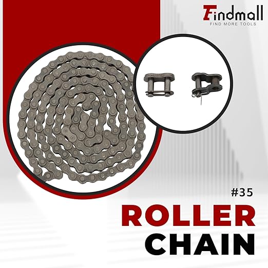 #35 Roller Chain 160 Links 5 Feet with 2 Connecting Links and 1 Offset Links Fit for Go Kart and Mini Bike